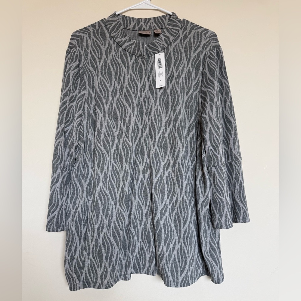 Easywear Chico’s Gray Zebra Print Top Sz 3 XL